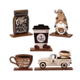 thumbnail image 2 of Juego de 5 Bandejas de Café de Varios Niveles, Letreros de Madera, Centros de Mesa Rústicos, Adornos de Escritorio para Oficina, ,, 2 of 9