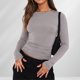 thumbnail image 5 of Blusa Mangas Largas Top cuello redondo ajustado básico mujer túnica corta traje de calle Ygjytge Gris claro T L para Mujer, 5 of 5
