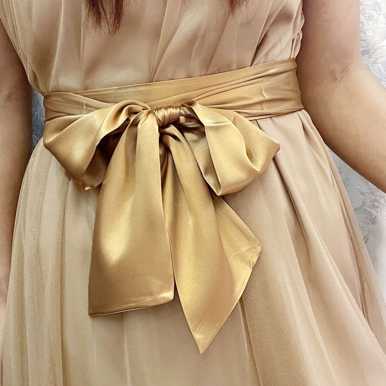 formal belts for dresses Women Satin Waist Dress Sash Waist Belt Special Occasion Bridal Wedding Prom (3.5in Wide x 98.4in Length, Gold) psize