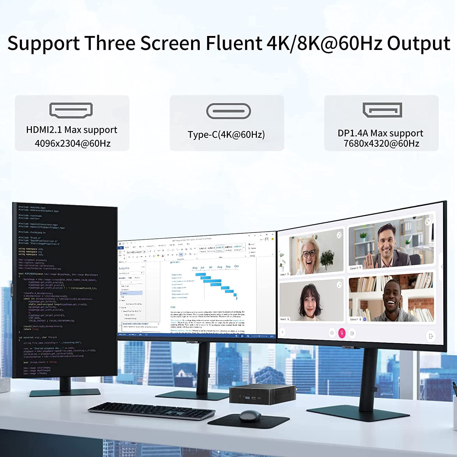 Kinupute Mini PC i9, Desktop Computer with Core i9-12900H 3.8-5.0GHz, Windows 11 Pro, 64G DDR4, 2T M.2 PCIE4.0 SSD, DP/HDMI/USB-C Port, 8K@60Hz, Dual LAN, 1x2.5G RJ45 LAN, WiFi6E/BT5.3, USB3.2, VESA