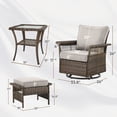 thumbnail image 5 of POCASSY 5 Pieces Patio Furniture Set, All Weather Brown Wicker Outdoor Conversation Set with Swivel Patio Chairs Set of 2, Small Balcony Furniture Set Bistro Set in Beige, 5 of 13