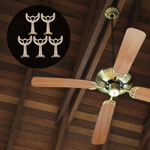 Milisten 5Pcs Golden Metal Ceiling Fan Arm Replacement Rods for Secure Blade Fixing and Repair