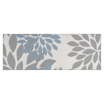 Blue and Gray Floral Pattern Kitchen Rug Mat,Kitchen Runner Rugs Non Skid Washable,Decorative Kitchen Floor Mats for Kitchen,Sink,Laundry,17"X47"