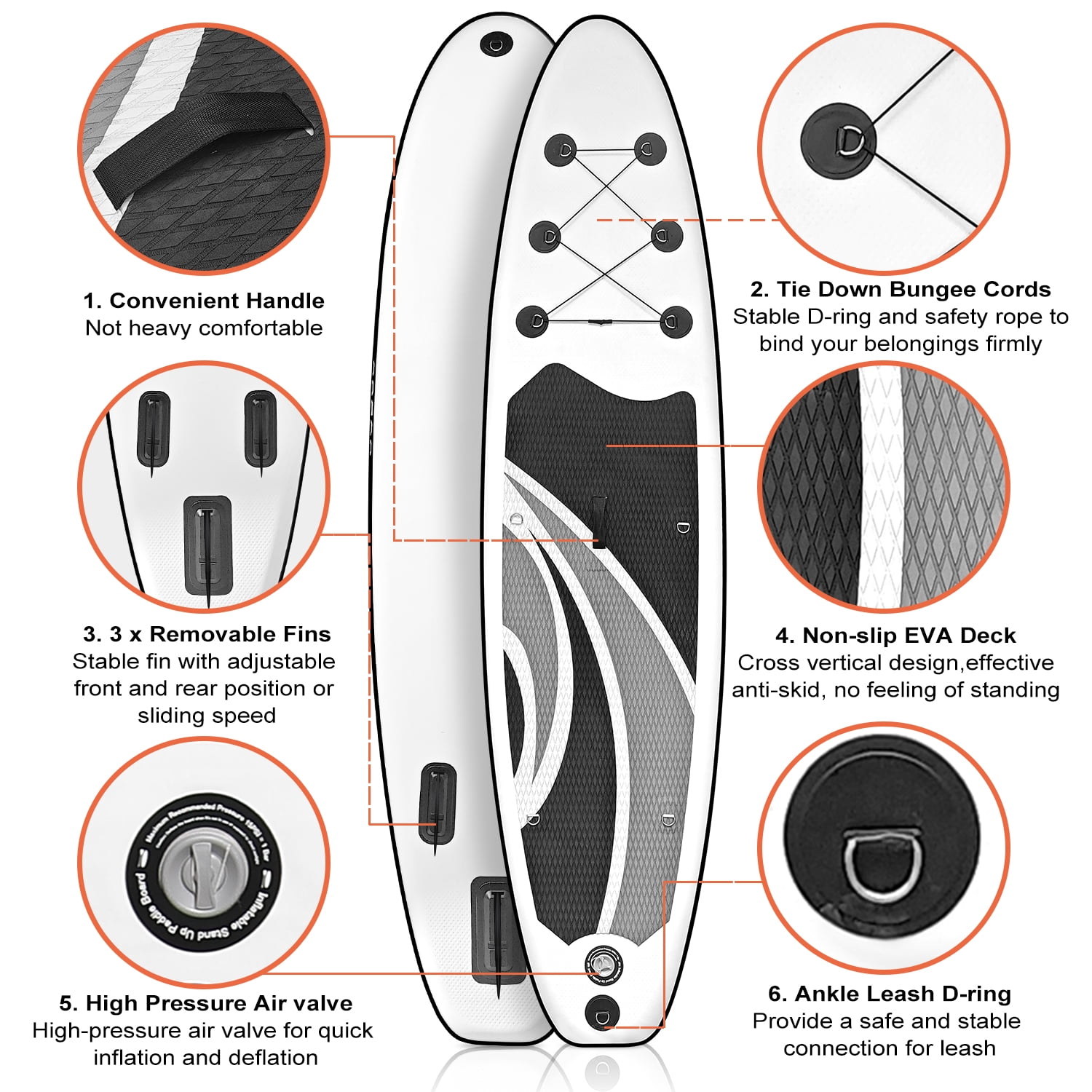SUDOO Inflatable Stand Up Paddle Board 10‘x30‘‘, Ultra-Light SUP Board with Backpack, Pump, Paddle, Coil Leash, 3 Fins, Repair Kit, Stable SUP with Non-Slip EVA Deck for Adults & Youth