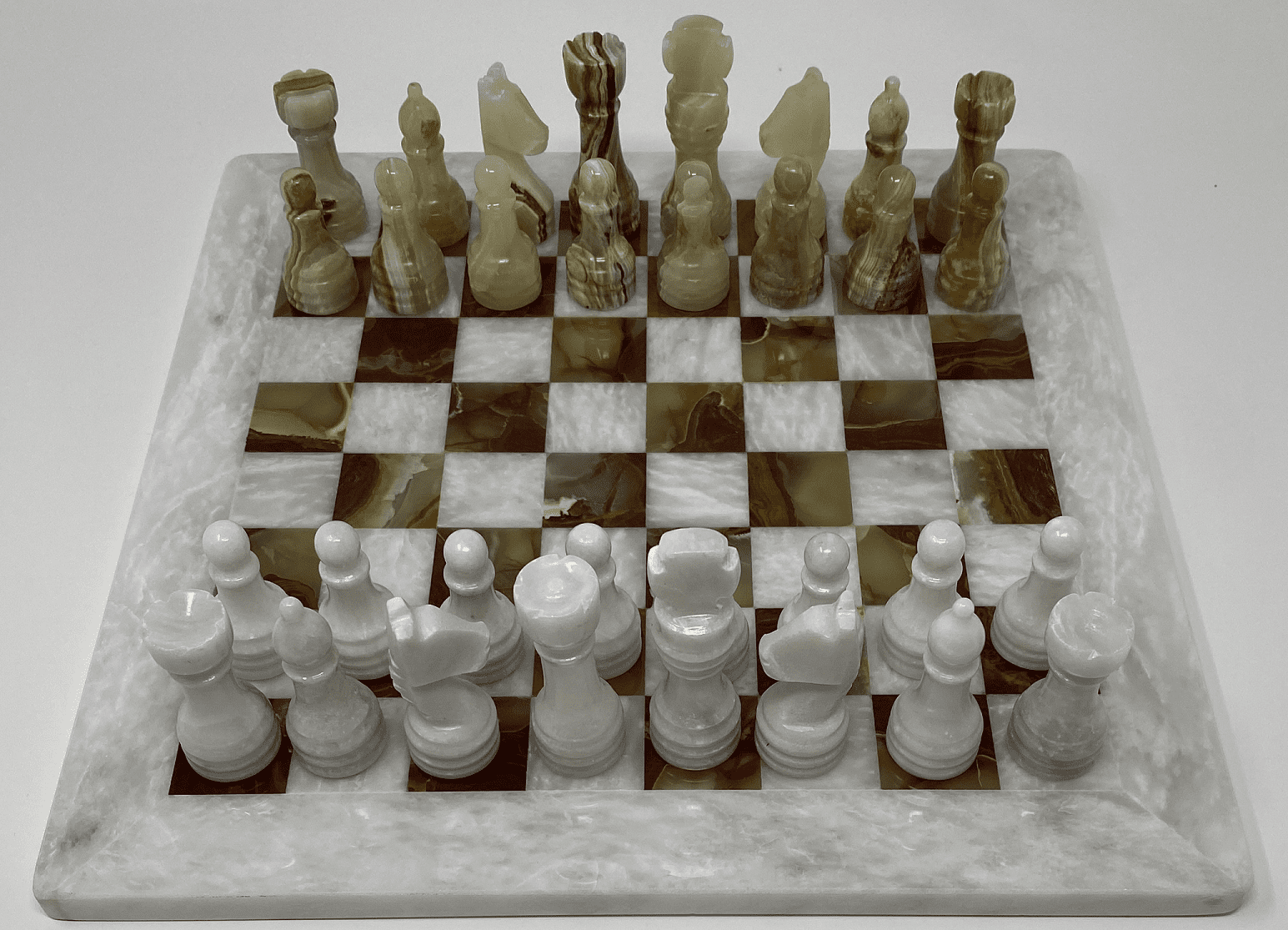 12x12 Premium Quality Natural Stone Black and white Marble Chess Set Handmade 