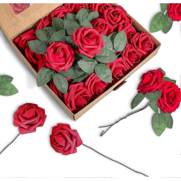 26-27 Timeless Artificial Red Roses, Real Touch DIY Foam Flowers for Eternal Affection Symbols, Suitable for Floral Arrangements Decor, Christmas Xmas