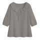 thumbnail image 3 of Mujeres Manga Corta Tops 3/4 Manga Blusa Ruffle Puff Cordón de Lino Color Sólido Casual Camisa de Verano, 3 of 5