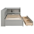 thumbnail image 4 of Elegant Design Daybed with L-shaped Bookcases,Drawers, Pine Wood Day Bed with Maximized Space for Living Room/Bedroom, Slats Support Wooden Sofa Bed for Teens Adults, 4 of 9