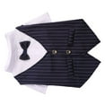 thumbnail image 1 of Traje para perro Bling Bling pajarita suave Camisa rayas azul marino, 1 of 10