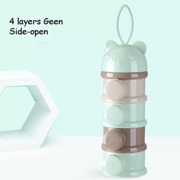 4 Layer Baby Milk Powder Dispenser Stackable Formula Container, Portable Snack Storage Box Detachable Baby Powder Box, Easy Carry Milk Container for Travel Home Office