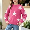 thumbnail image 4 of CYRBOKO Girls Sweaters, Pullover Long Sleeve Loose Fit Winter Warm Knitted Tops for Girls Hot Pink Size 6-8 T, 4 of 6