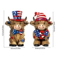 thumbnail image 3 of Nkmbld 2 Pcs 4th of July Highland Cow Figurines, Patriotic Table Wooden Ornaments Farmhouse Tiered Tray Decor for Tabletop Kitchen Office Desk Shelf, 3 of 8
