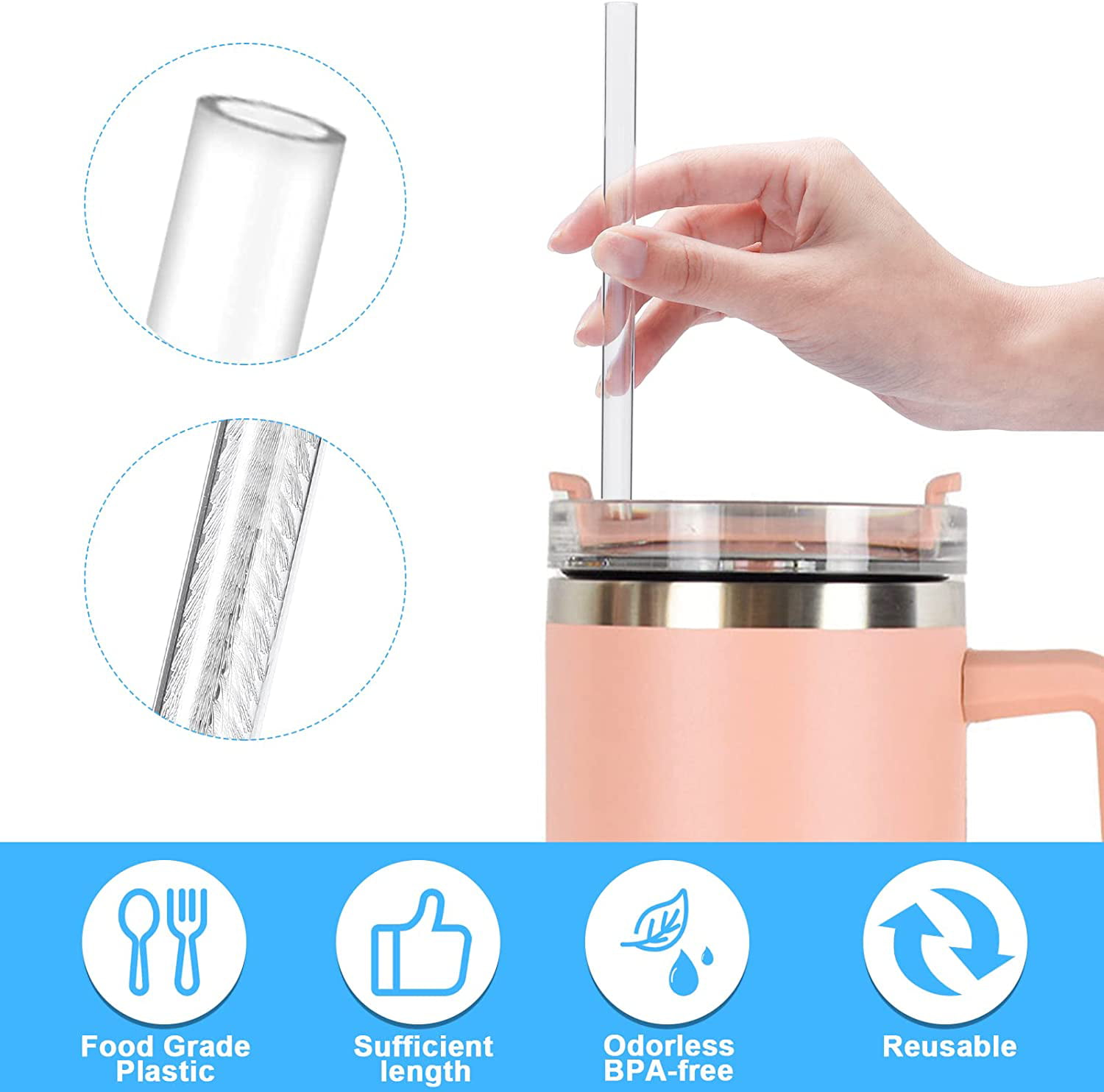  12 Pack Replacement Straws and Covers for 40 oz