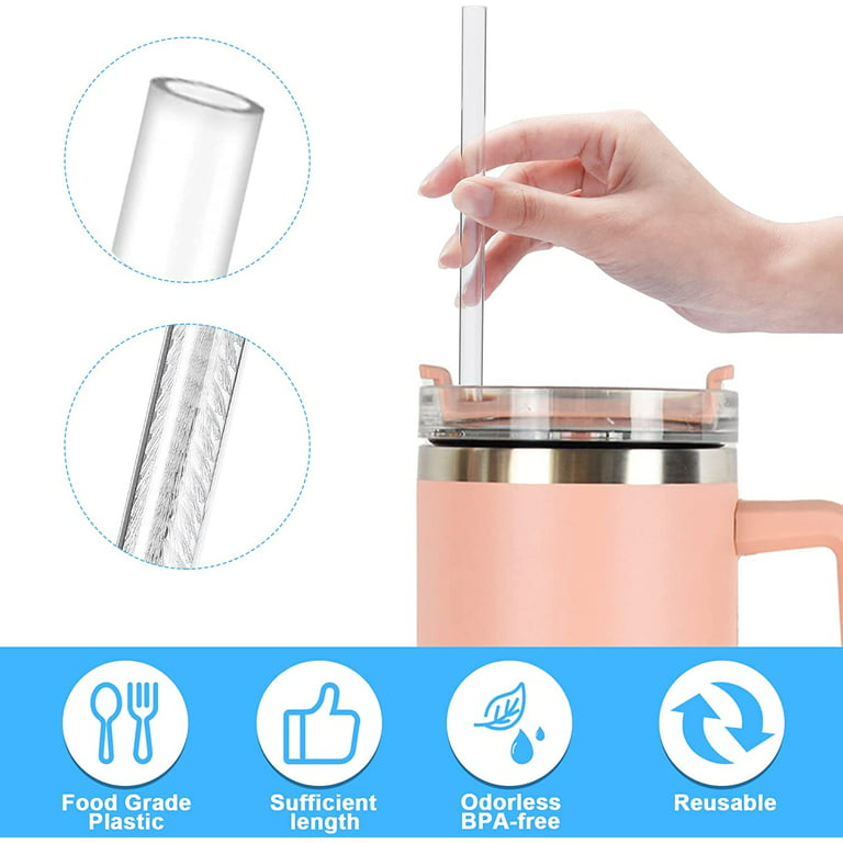 Replacement Straws for Stanley 40 oz 30 oz Tumbler,10 Pack Reusable Clear  Long Plastic Straws & 2 Pack Cleaning Brushes for Stanley Adventure Travel