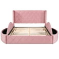thumbnail image 7 of Upholstered Platform Bed Queen Size, Pink Velvet, Wingback Headboard, 1 Big Drawer, Storage, 2 Stools Size Storage With Headboard Look, 7 of 7