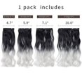 thumbnail image 3 of ZHAOCHENG Extensiones de cabello gris, extensiones de cabello con clip de 18 pulgadas, extensiones de cabello ondulado de color negro a gris, piezas de cabello sintético de 5.5 oz, se ven hermosas, re, 3 of 5