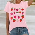 thumbnail image 2 of Women's Tops Casual Loose Printed Short Sleeve T Shirt Plus Size Blouses,Pink,M, 2 of 4