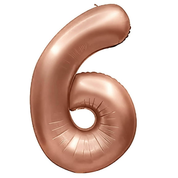 32 inch Number 6 - Metal Balloons - Rose Gold Foil Mylar Balloon - Party Supplies Decorations