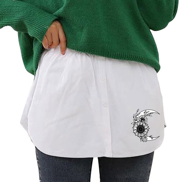 Gibobby Falda de tul Minifalda interior para mujer, falda inferior, falda de extensión de camisa de barrido con botones, extensión de camisa, parte superior inferior(Blanco, XXXL)