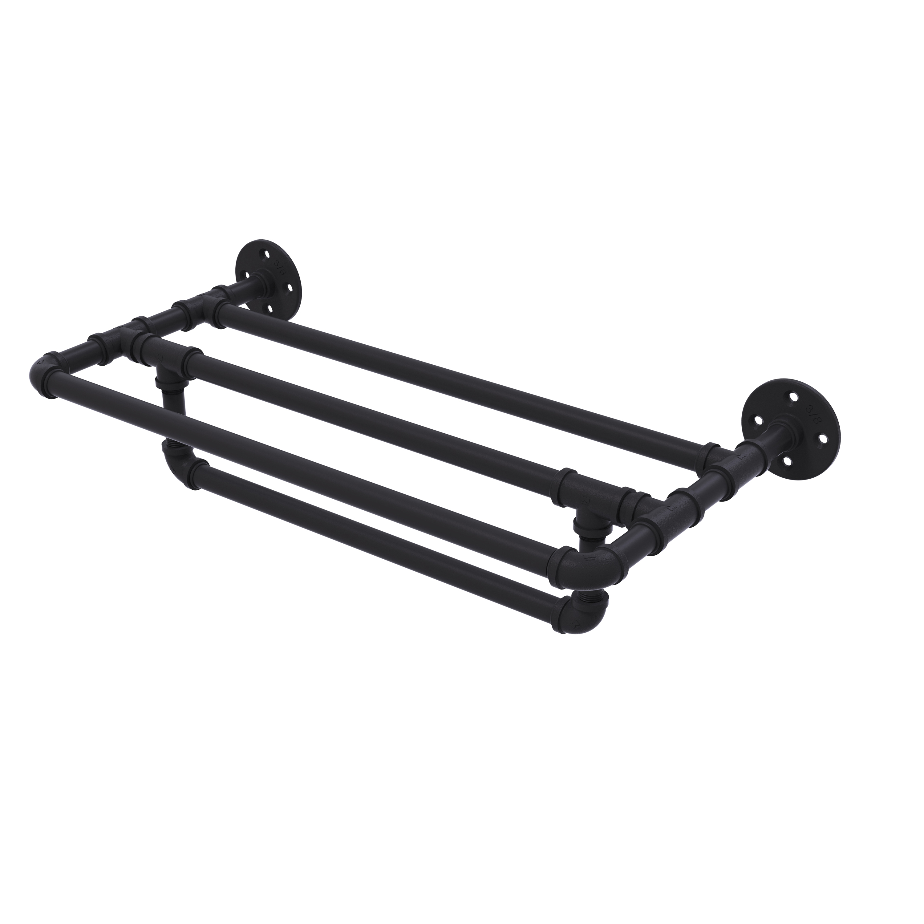 Allied Brass Pipeline 18'' Wall Mounted Towel Shelf with Towel Bar in Matte Black - image 1 of 7