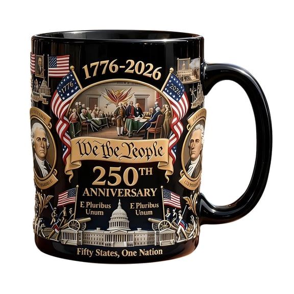 Us 250Th Anniversary Mug, Commemorative Semiquincentennial States Coffee Cup, Patriotic 1776-2026 America Birthday, 11Oz, 1 Mug