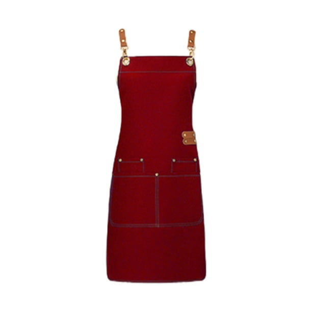 Delantal de cocina genérico e impermeable, ideal para uniforme de trabajo o barbacoa, color rojo.