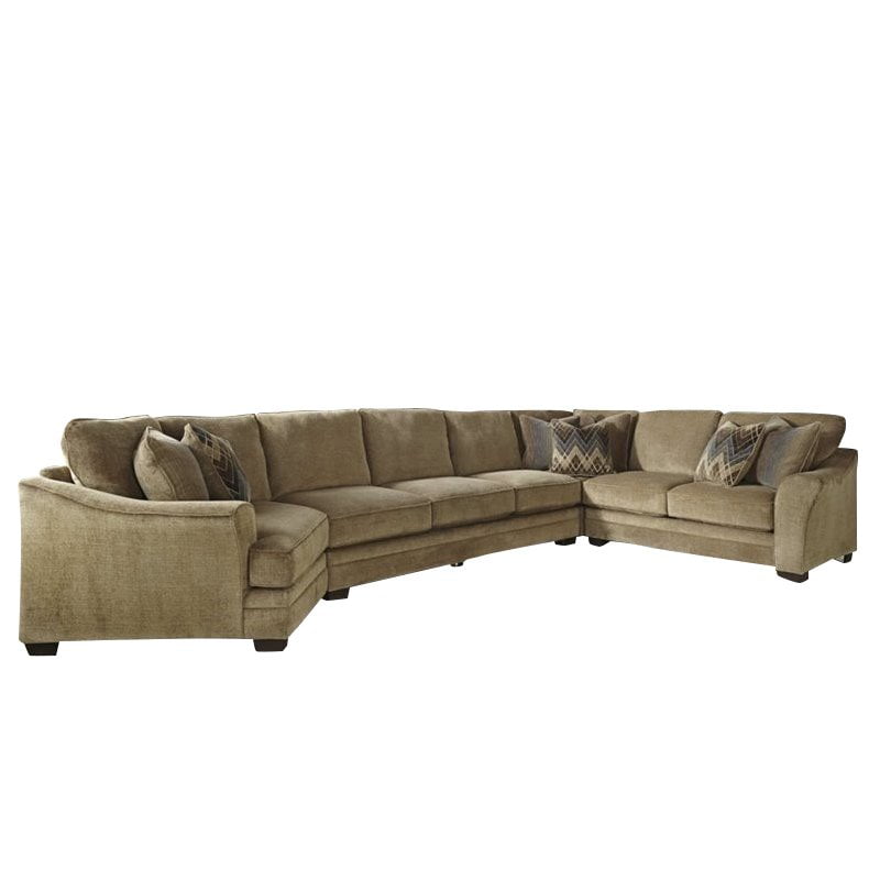 Cuddler Sofa Sectional In Barley, Leather Sectional With Chaise And Cuddler