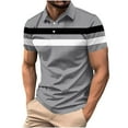 thumbnail image 2 of Mens Shirts Men's Casual Shirts Summer Shirts for Men Men's Short Sleeve Shirts Men's Casual Solid Color Striped Printed Button T-Shirt/Top, 2 of 5