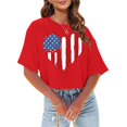 thumbnail image 2 of YDLCAFD T-Shirt Crop Tops pour Femmes Mode Décontractée Imprimé Col Rond Manches Courtes Pull T-Shirt, 2 of 4