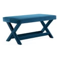 thumbnail image 1 of Manhattan Comfort Abigail Double Ottoman Bench with Solid Wood Frame in Blue, 1 of 9