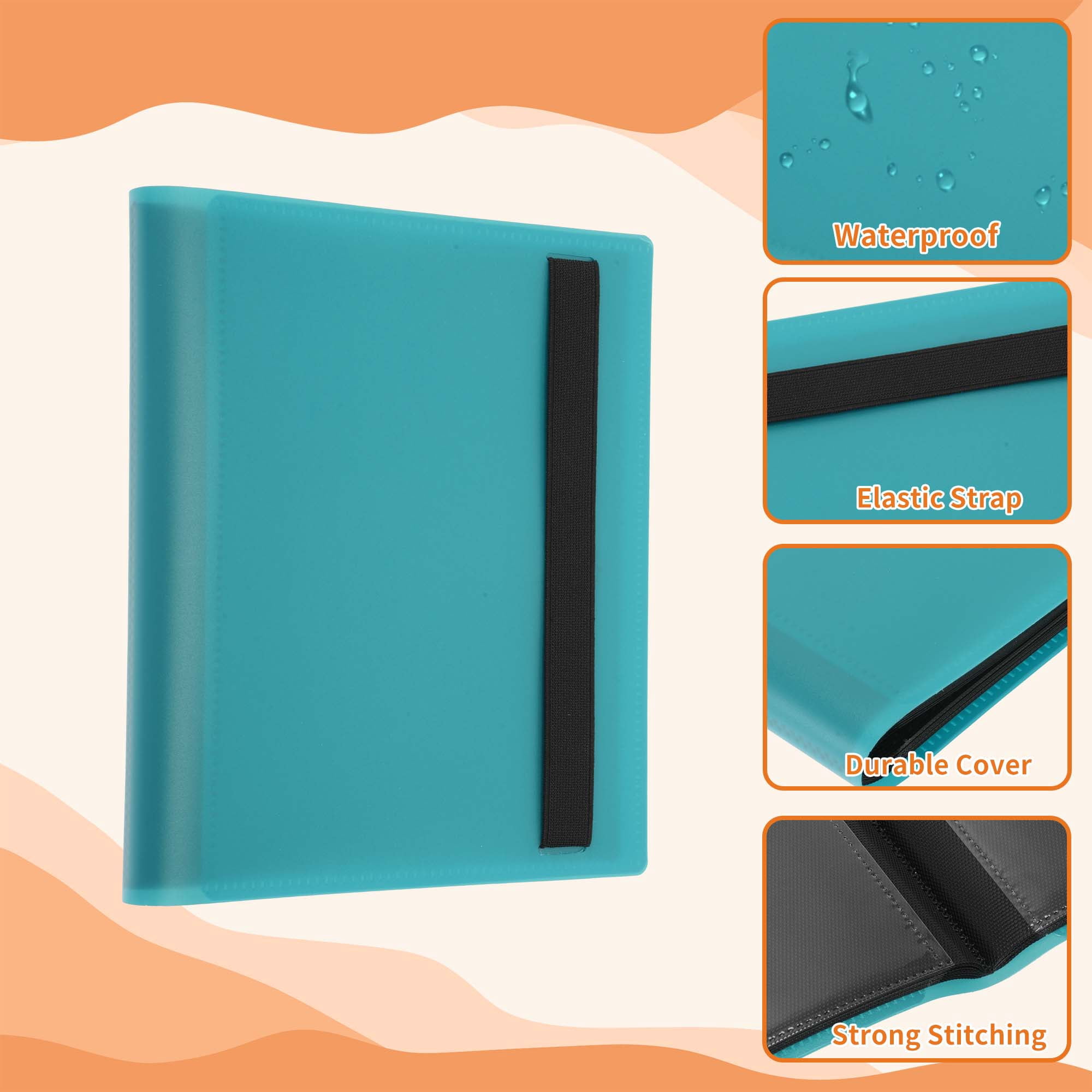 Unique Bargains Card Binder with 160 Card Capacity 4 Pockets and 20 Pages ["Lake Blue"]