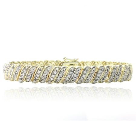 - 18K Gold Plated 1ct Diamond Tennis Bracelet