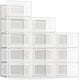 thumbnail image 1 of Organizador de zapatos JM paquete grande de 12 cajas apilables de plástico transparente, 1 of 8