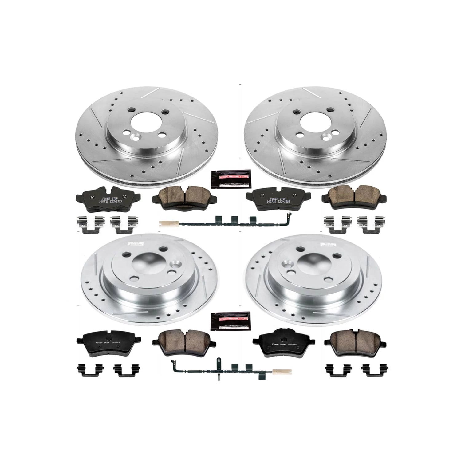 PowerStop Front and Rear Z23 Evolution Sport Carbon-Fiber Ceramic Brake Pad and Drilled & Slotted Rotor Kit Fits: MINI COOPER Select Models K6301