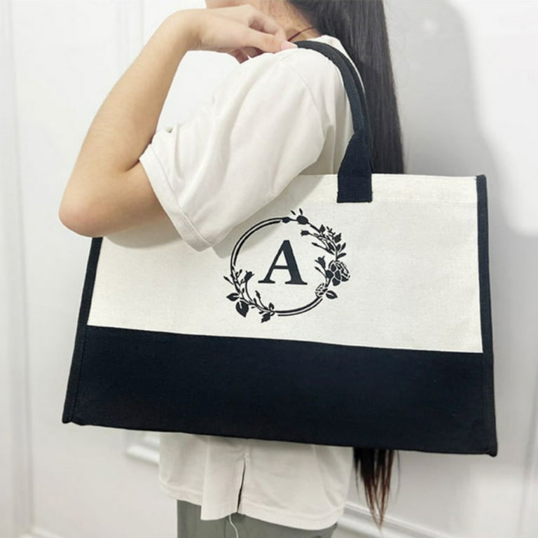 Initial Jute/Canvas Tote Bag, Personalized Present Bag