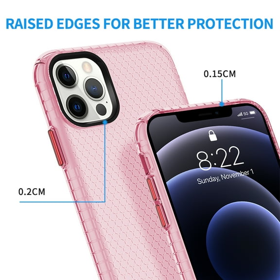 Apple iPhone 12 / iPhone 12 Pro (6.1") Phone Case Rugged Textured Hybrid Silicone Rubber TPU Airbag Full Protection Slim Cover for iPhone 12, 12 Pro [Pink]