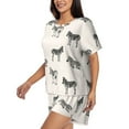 thumbnail image 3 of Womens Pajama Sets With Pocket, cute zebra Khaki Lounge Sets Short Sleeve Sleepwear PJ Sets for Women, 3 of 6