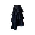 thumbnail image 1 of Aayomet Womens Skirt Waisted A Line Skirt With Layered Design Flattering and Slimming Mid Length Solid Color (Black, One Size), 1 of 5