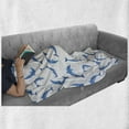 thumbnail image 5 of Sea Animals Soft Flannel Fleece Throw Blanket, Pattern Dolphins Illustration Ornamental Nature Under the Wildlife Marine, Cozy Plush for Indoor and Outdoor Use, 60" x 80", Blue White, by Ambesonne, 5 of 5