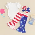 thumbnail image 4 of Okbabeha Baby Girl 4th of July Letter one-piece Romper+StripeStar Flag Flare Pants (3-18 Months), 4 of 7