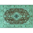 thumbnail image 1 of Ahgly Company Machine Washable Indoor Rectangle Medallion Turquoise Blue Traditional Area Rugs, 2' x 3', 1 of 4