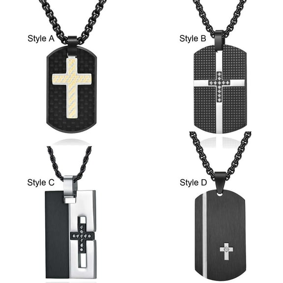 Titanium steel Necklace Black Carbon fibre Pendant Cross Necklace for Men