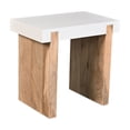 thumbnail image 2 of Kerry 20 Inch Rectangular End Side Table, Mango Wood, Sled Base, Glossy White, Natural Brown, 2 of 3