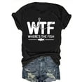 thumbnail image 1 of Women's Casual Short Sleeve Crew Neck T-Shirt - Light Beige with Bold "WTF WHERE's THE FISH" Fishing Graphic Print, Machine Washable All-Season Comfort Top for Outdoor Activities & Casual Attire, Fis, 1 of 6