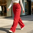 thumbnail image 4 of Women's High Waist Drawstring Wide Leg Sweatpants with Pockets Summer Loose Casual Lounge Trousers, 4 of 7