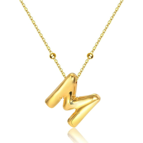 TRAHOO-Balloon Initial Necklaces for Women Bubble Letter Necklace Gold Chain Pendant Alphabet Necklaces Dainty Letter Name Jewelry