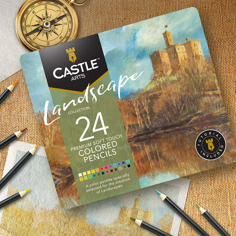 Castle Arts Themed 24 Colored Pencil Set in Tin Box, perfect colors for  'Botanical' Art. Featuring quality, smooth colored cores, superior blending  & layering performance for great results