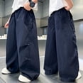 thumbnail image 4 of CONROSES Kids Boys Casual Pants Wide Leg Baggy Pant for Child Solid Elastic Waist Cozy Jogger Trousers with Pockets, 4 of 9