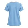 thumbnail image 3 of Fartey Scrubs for Women 2025 Fashion Colorblock Scrub T Shirts Summer Nurse Short Sleeve Tops Dressy Casual V Neck Tunic Tops with Pockets Sky Blue L, 3 of 3