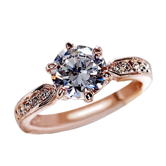 Rings for Men Rose Six Prong Ring Wedding Rings Valentine's Day Gifts Alloy Ring Jewelry